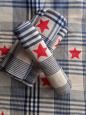Storehouse Americana 4th Of July Star 18X18  6 Pc Set Woven Napkins